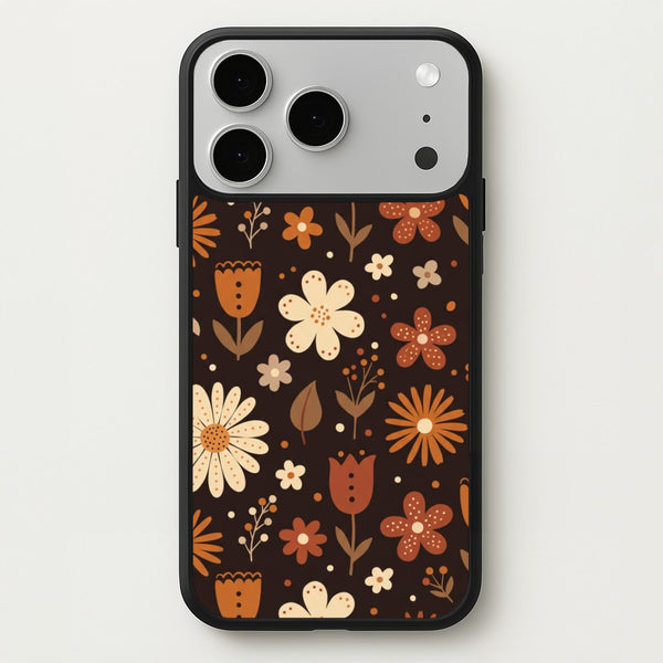 Espresso Folk Blooms Phone Case - iPhone 17 Pro Max / Standard