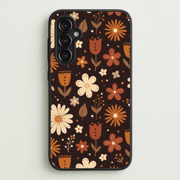 Espresso Folk Blooms Phone Case - Galaxy A14 / Standard