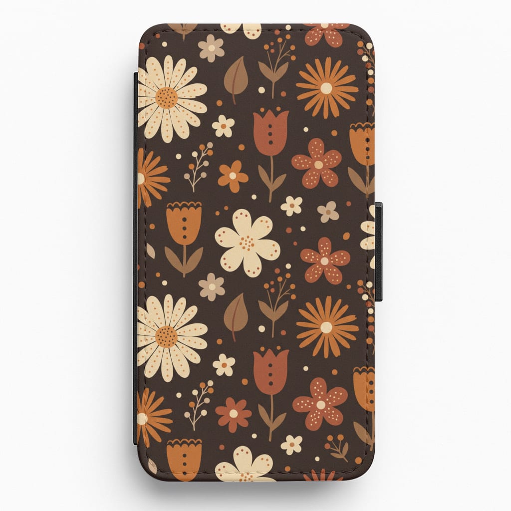 Espresso Folk Blooms Wallet Phone Case