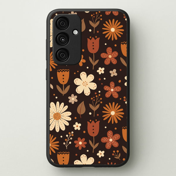 Espresso Folk Blooms Phone Case - Galaxy A55 / Standard