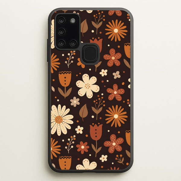 Espresso Folk Blooms Phone Case - Galaxy A21s / Standard