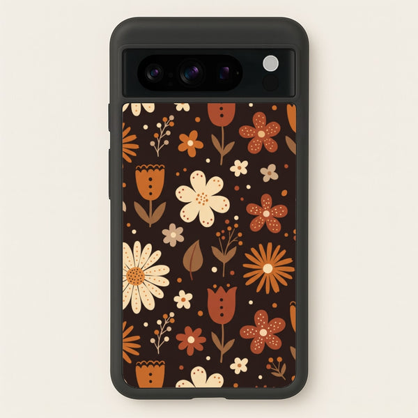 Espresso Folk Blooms Phone Case - Google Pixel 8 Pro / Standard