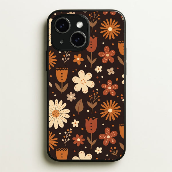 Espresso Folk Blooms Phone Case - iPhone 14 Plus / Standard