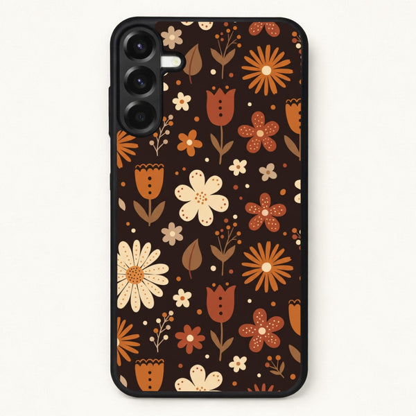 Espresso Folk Blooms Phone Case - Galaxy A17 / Standard
