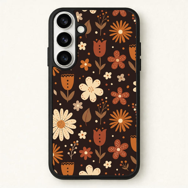Espresso Folk Blooms Phone Case - Galaxy S26 Plus / Standard
