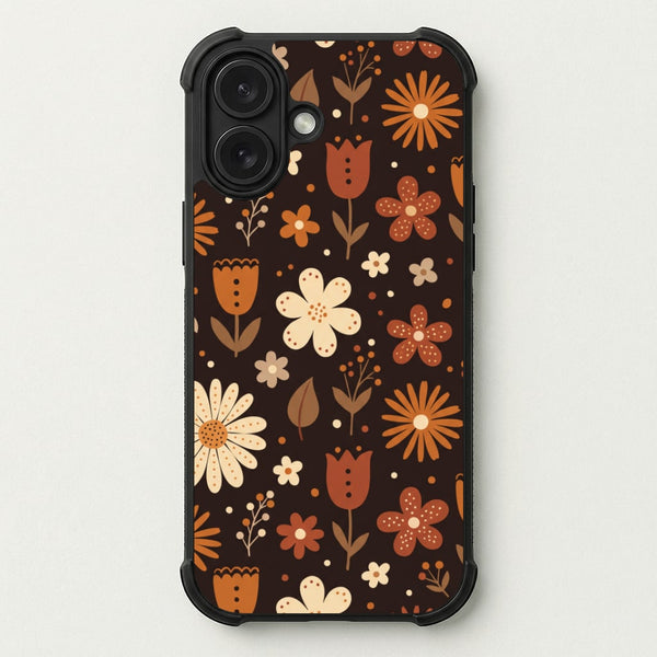 Espresso Folk Blooms Phone Case — Bumper case