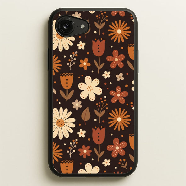 Espresso Folk Blooms Phone Case - iPhone 16e / Standard