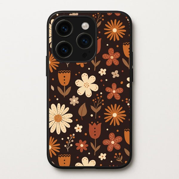 Espresso Folk Blooms Phone Case - iPhone 14 Pro / Standard