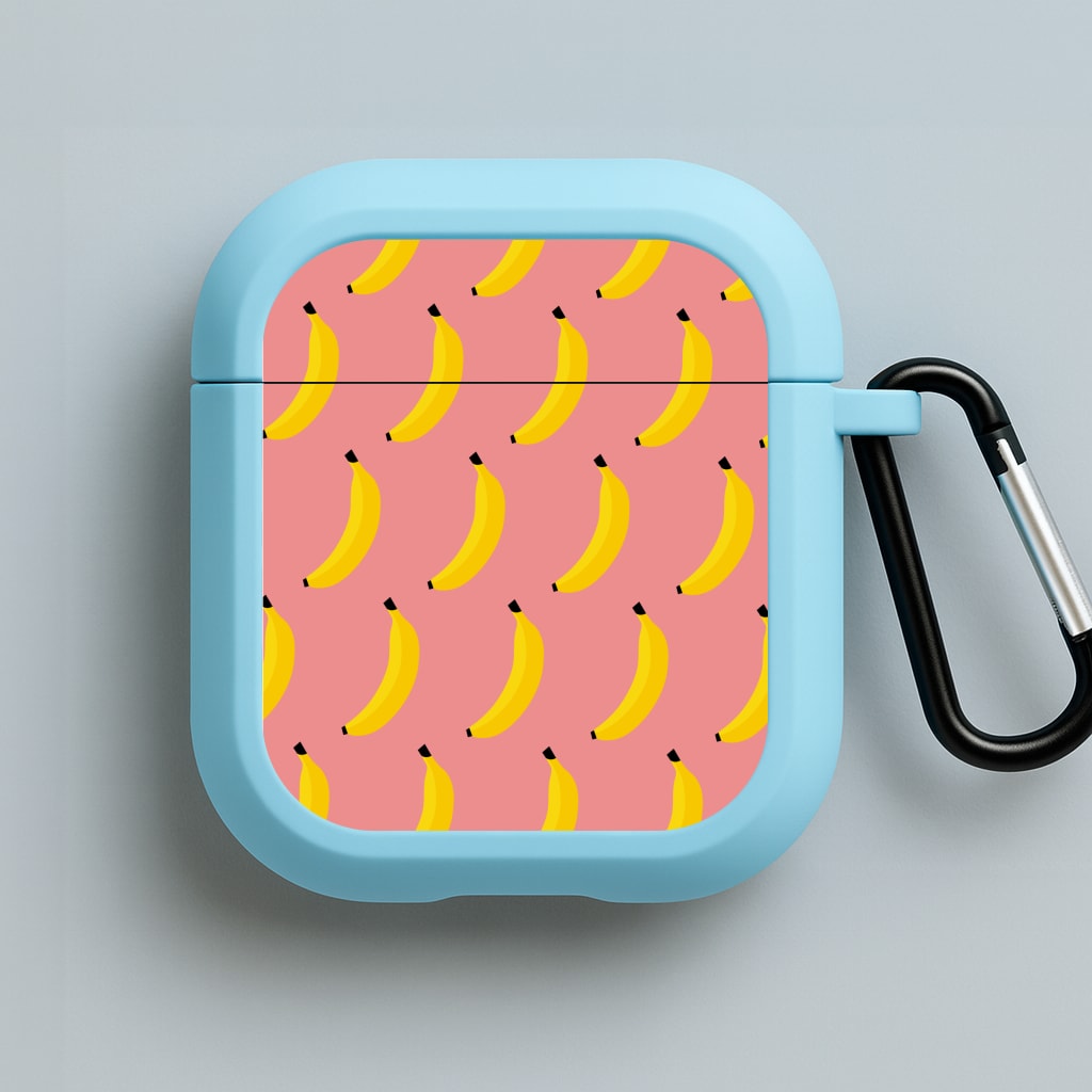 Banana Pattern Blue AirPods Case