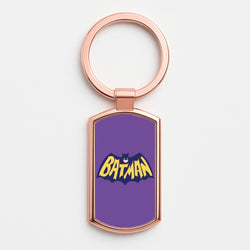 Bat Superhero Purple Logo Rose Gold Keyring