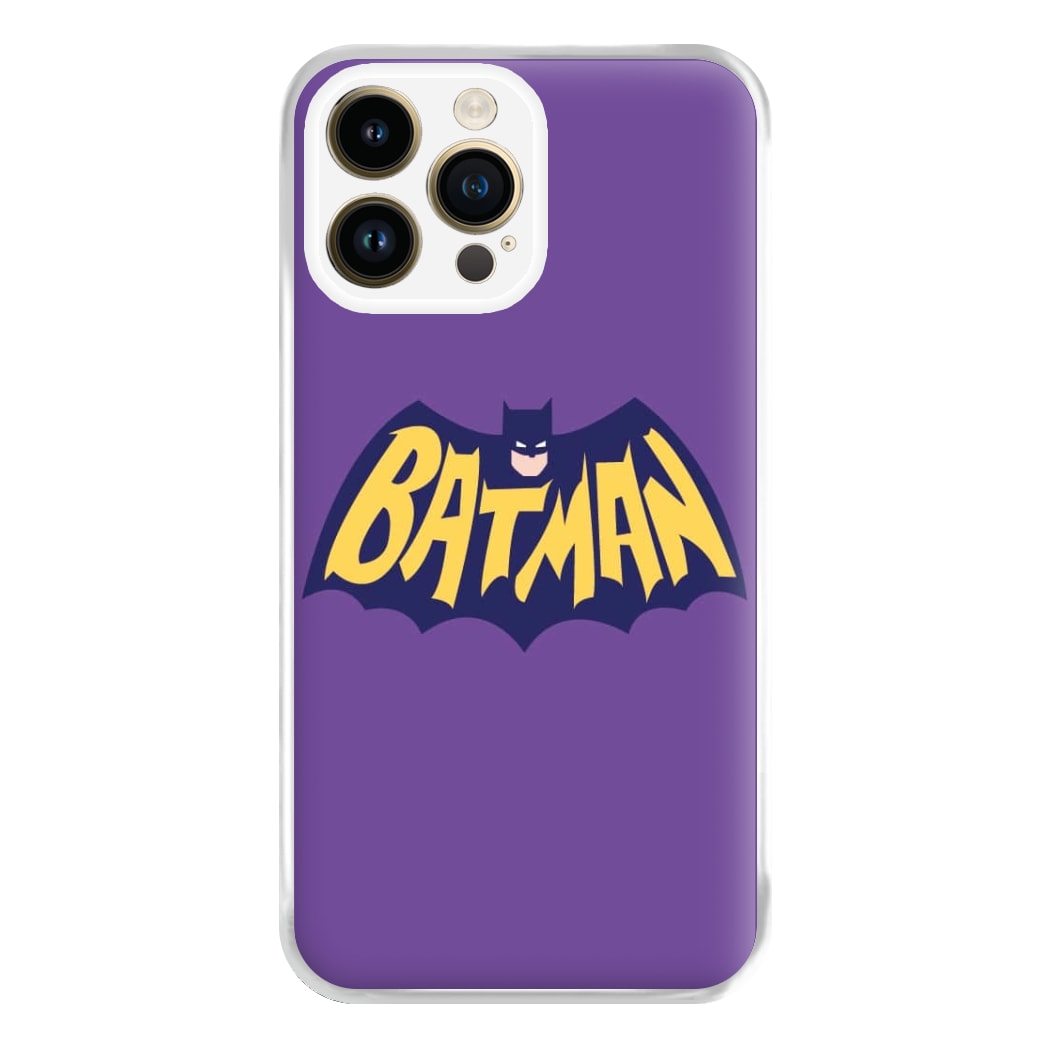 Bat Superhero Purple Logo Phone Case for iPhone 14 Pro Max