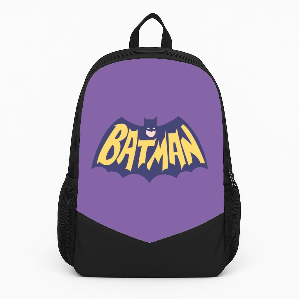 Bat Superhero Purple Logo Backpack