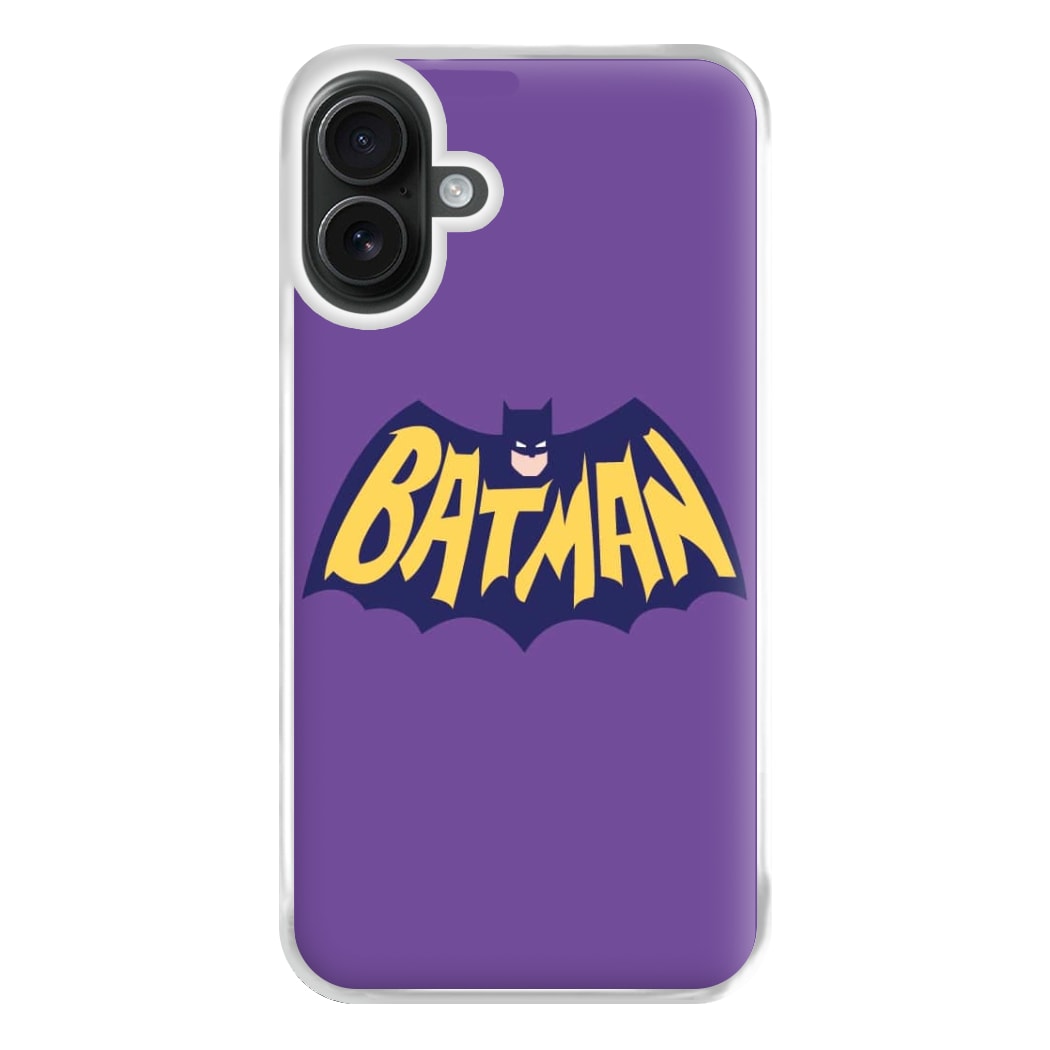 Bat Superhero Purple Logo Phone Case for iPhone 16 Plus