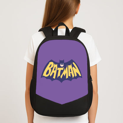 Bat Superhero Purple Logo Large School Bag