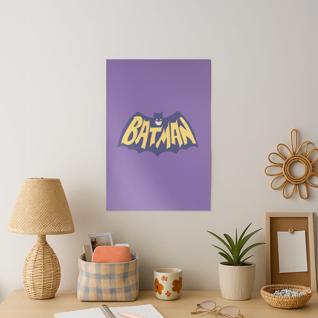 Bat Superhero Purple Logo Art Print