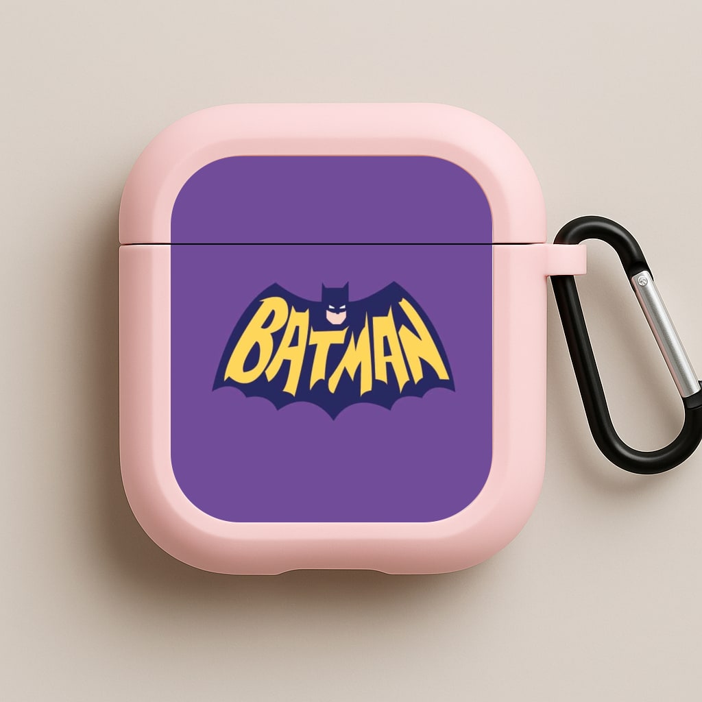 Bat Superhero Purple Logo Pink AirPods Case