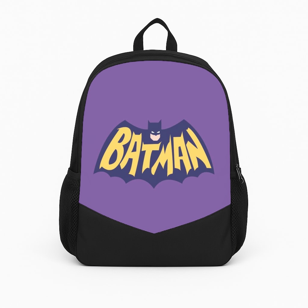Bat Superhero Purple Logo Backpack