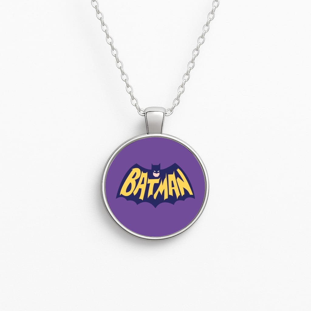 Bat Superhero Purple Logo Necklace