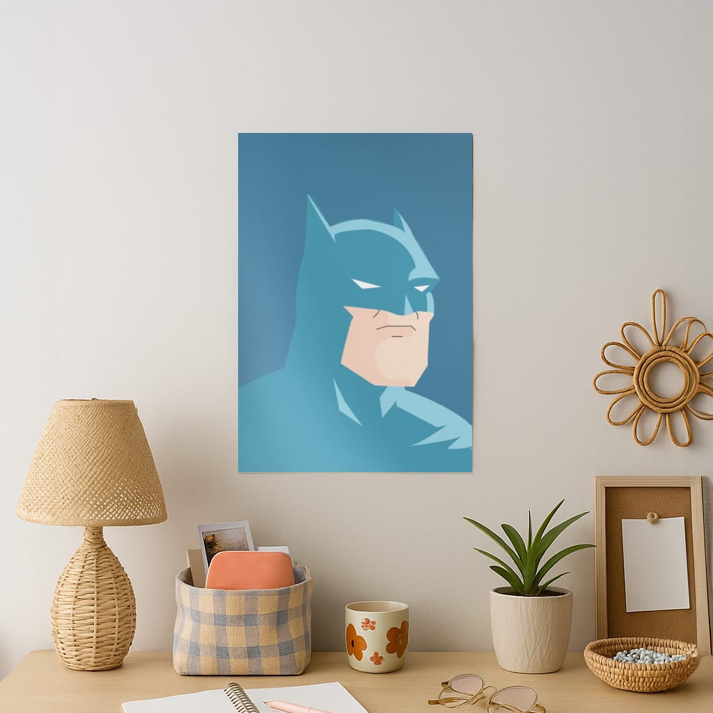 Blue Bat Superhero Art Print