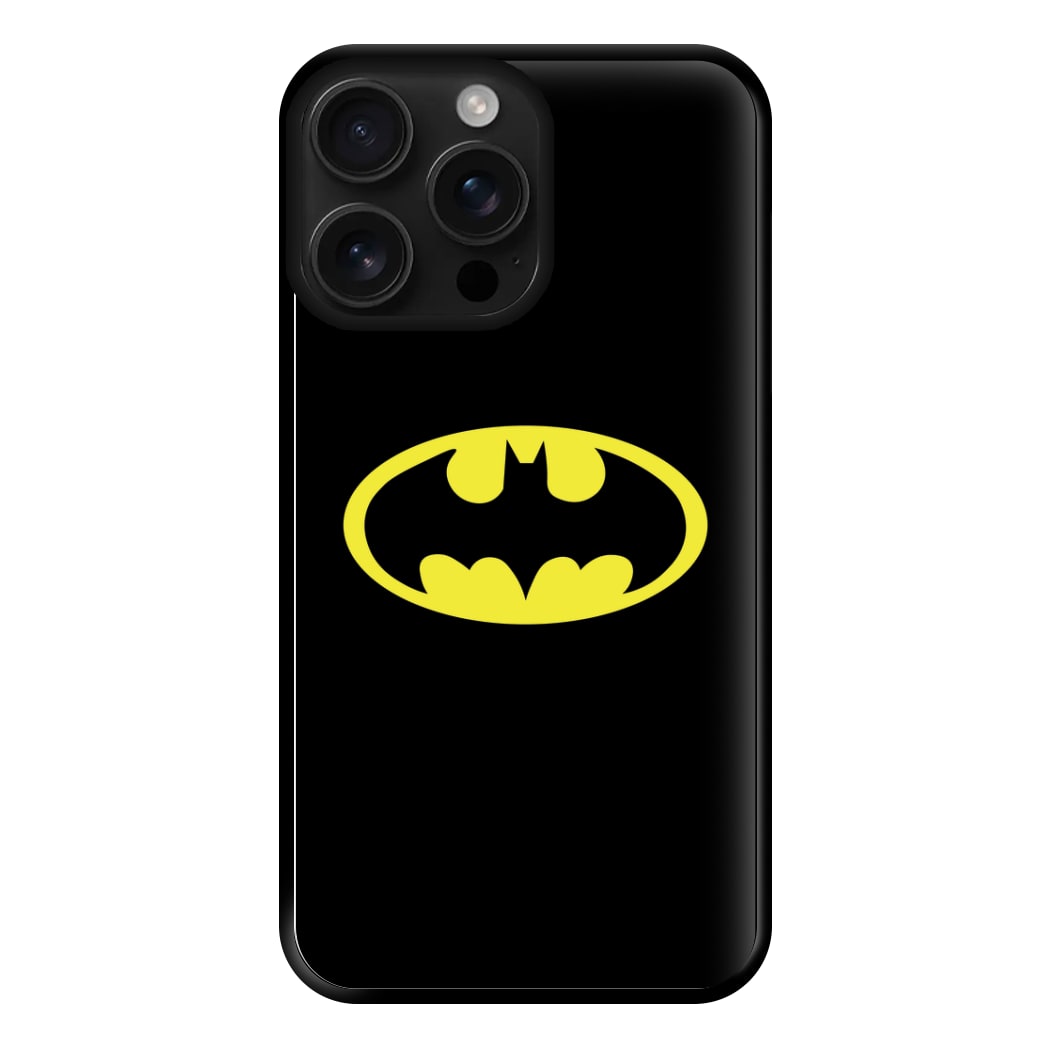 Black Bat Superhero Logo Phone Case for iPhone 16 Pro Max