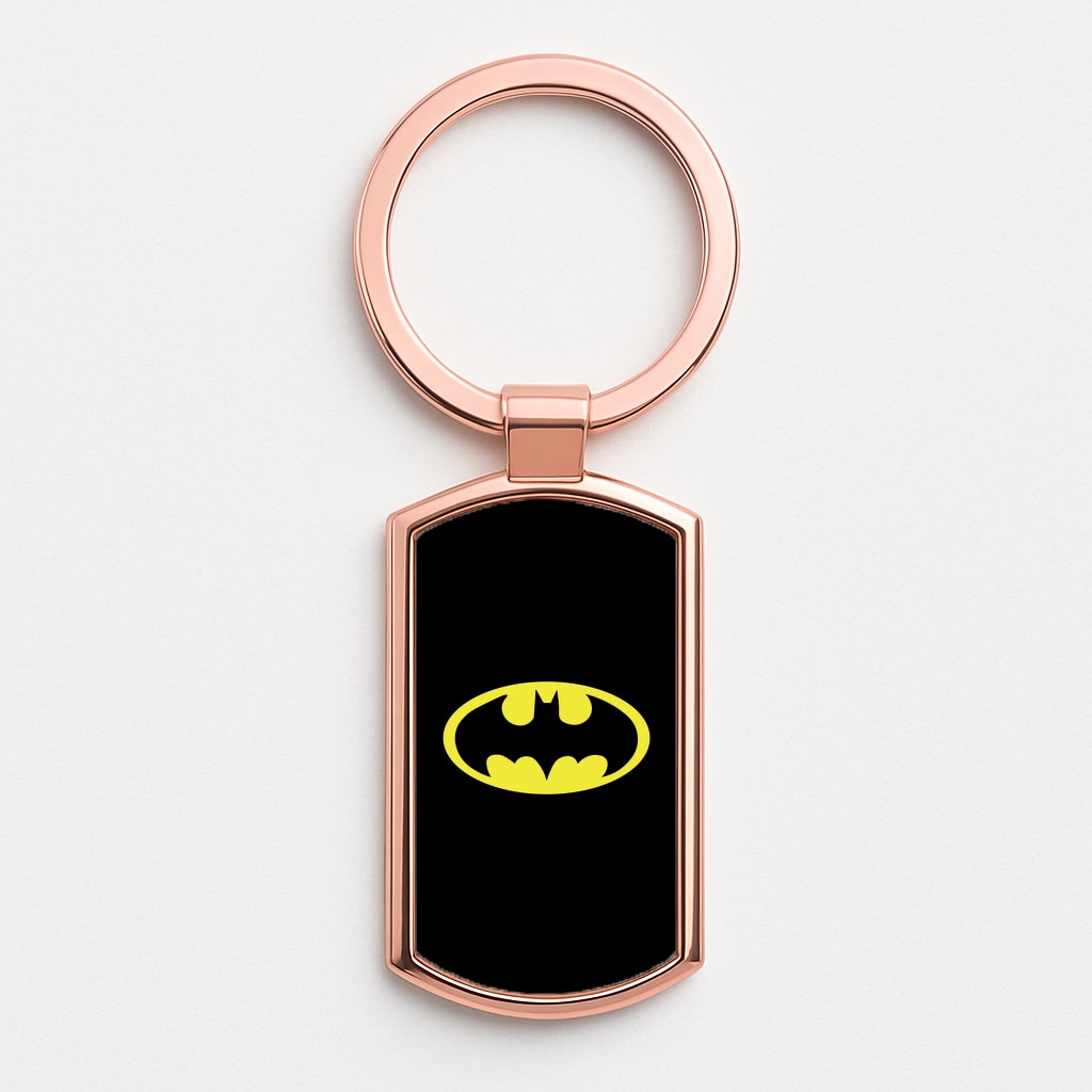 Black Bat Superhero Logo Rose Gold Keyring
