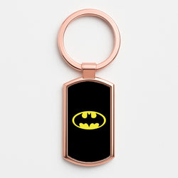 Black Bat Superhero Logo Rose Gold Keyring