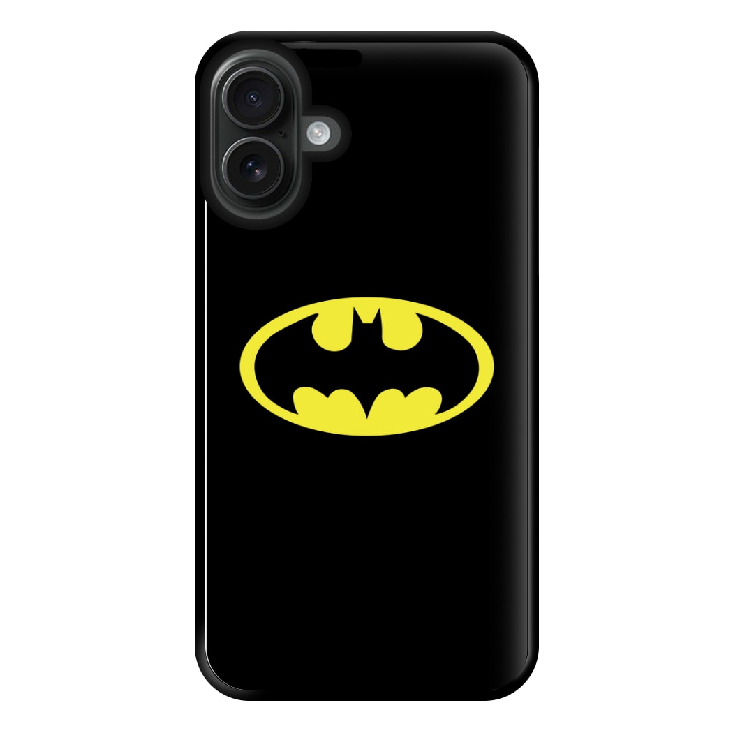 Black Bat Superhero Logo Phone Case for iPhone 16 Plus