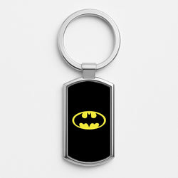 Black Bat Superhero Logo Silver Keyring