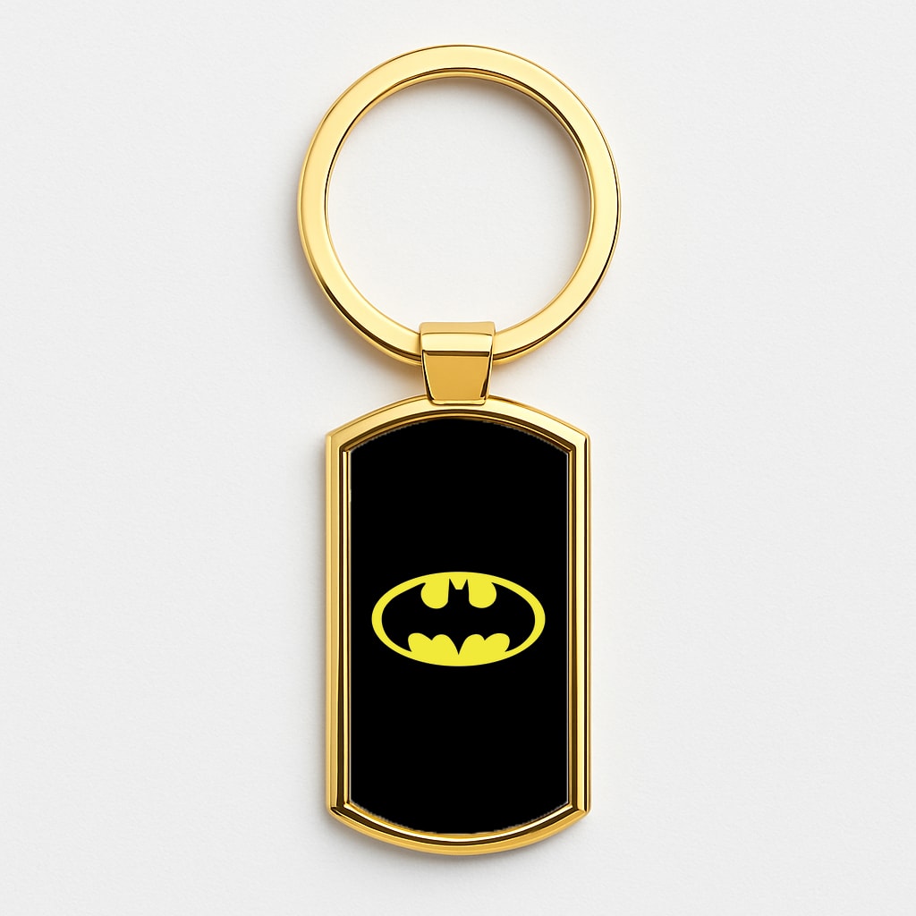 Black Bat Superhero Logo Gold Keyring