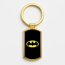 Black Bat Superhero Logo Gold Keyring