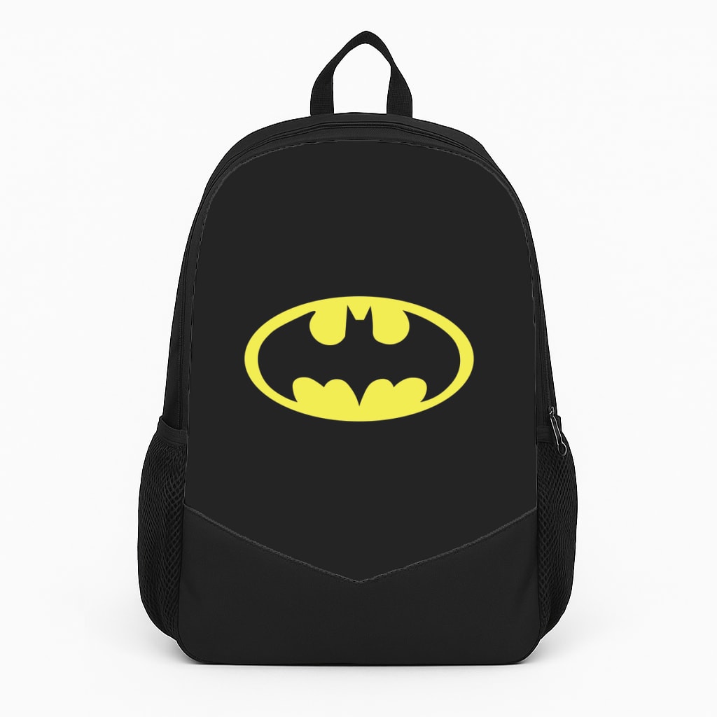 Black Bat Superhero Logo Backpack