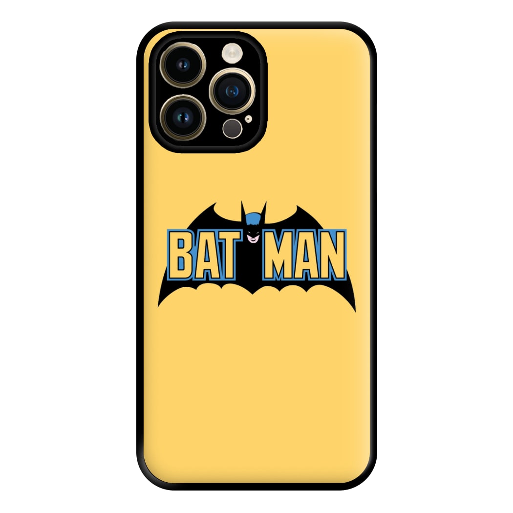 Yellow Bat Superhero Logo Phone Case for iPhone 14 Pro Max