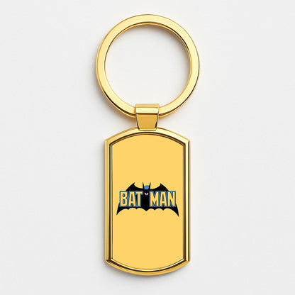 Yellow Bat Superhero Logo Gold Keyring