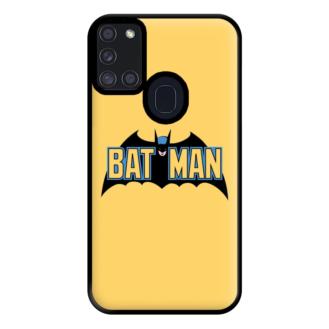 Yellow Bat Superhero Logo Phone Case for Galaxy A21s