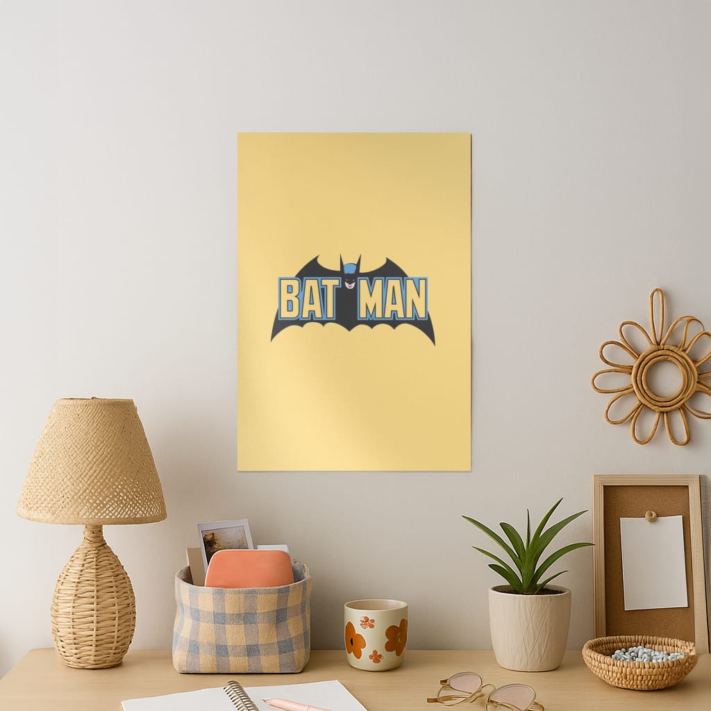 Yellow Bat Superhero Logo Art Print