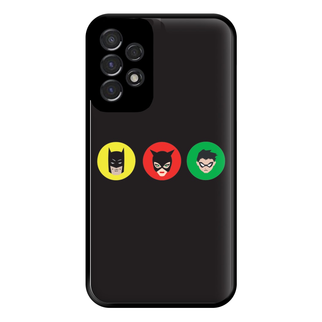 Bat Superhero, Cat Superhero & Superhero Sidekick Phone Case for Galaxy A53