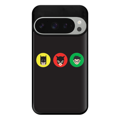 Bat Superhero, Cat Superhero & Superhero Sidekick Phone Case for Google Pixel 9 Pro XL