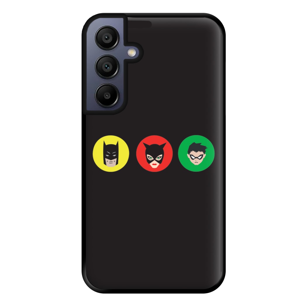 Bat Superhero, Cat Superhero & Superhero Sidekick Phone Case for Galaxy A15