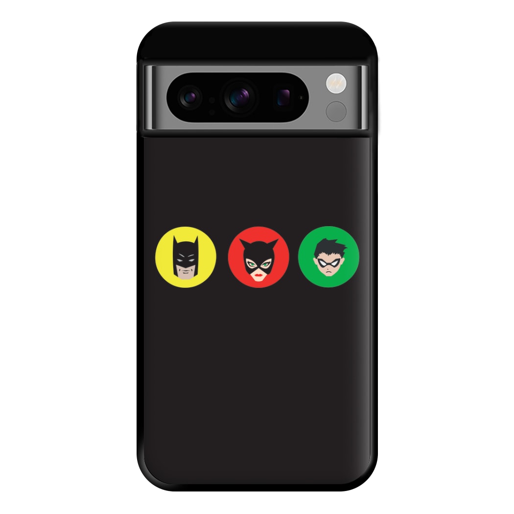 Bat Superhero, Cat Superhero & Superhero Sidekick Phone Case for Google Pixel 8 Pro