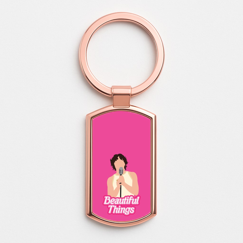 Neon Pink Beautiful Things Rose Gold Keyring