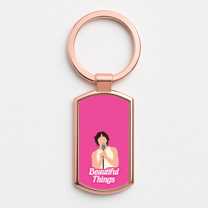 Neon Pink Beautiful Things Rose Gold Keyring