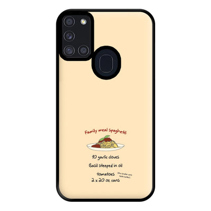 Family Meal Spaghetti Phone Case for Galaxy A21s