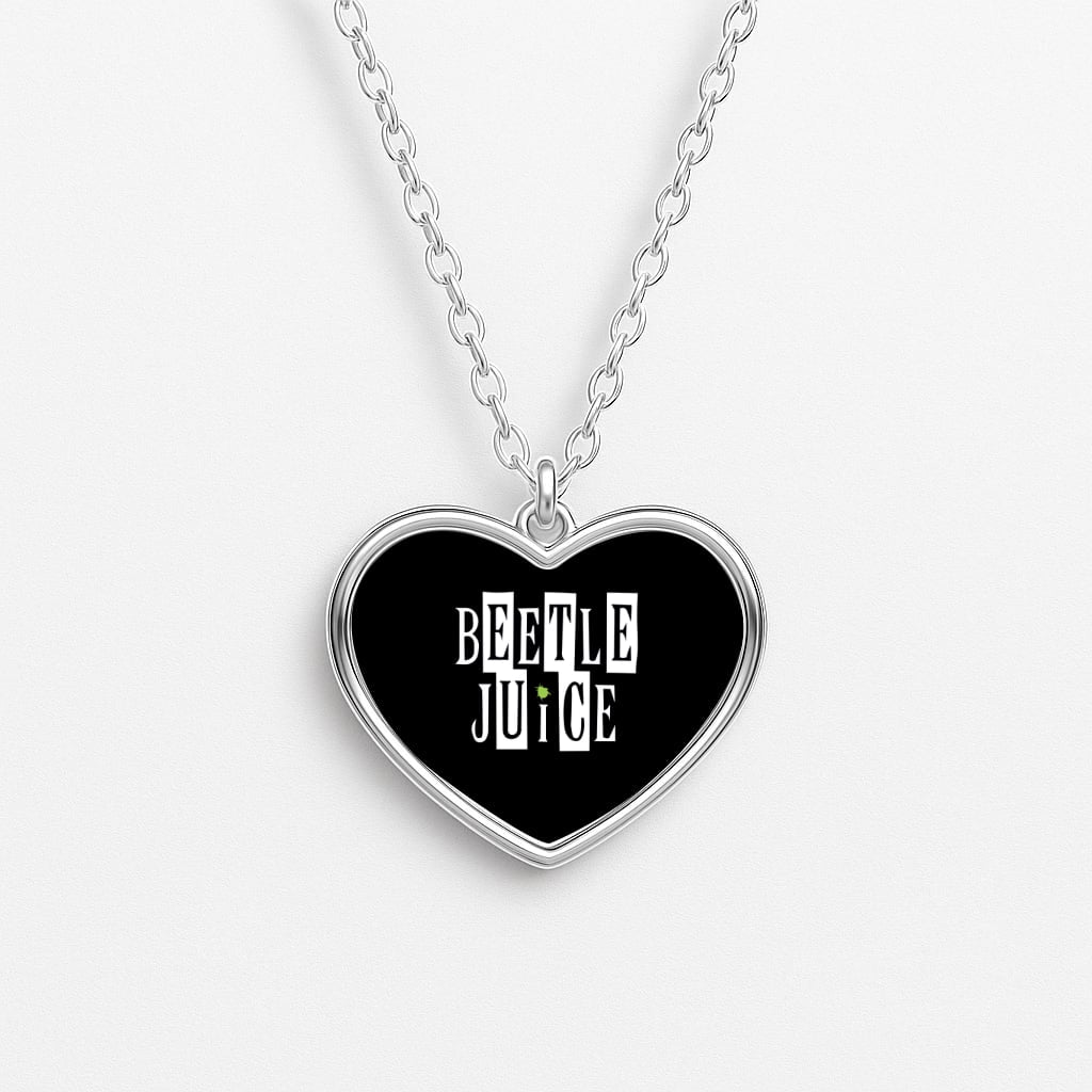 Text - Beetle Halloween Heart Necklace