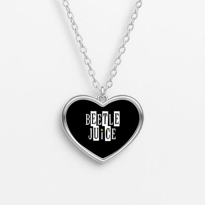 Text - Beetle Halloween Heart Necklace