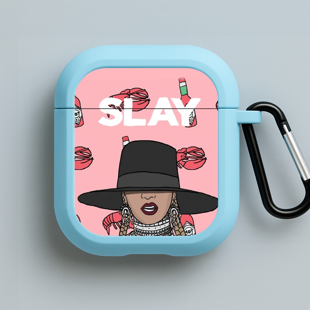 Slay - Queen B Cartoon Blue AirPods Case
