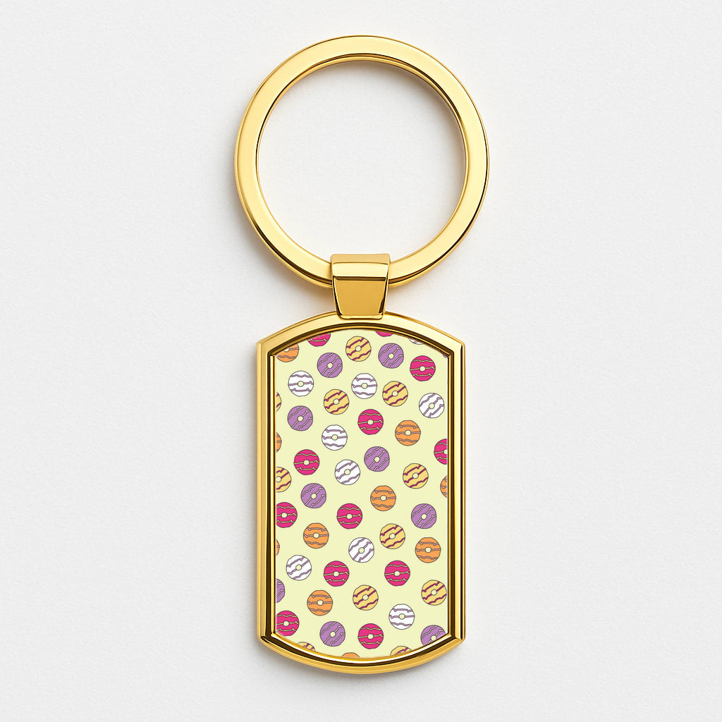 Party Rings - Biscuits Patterns Gold Keyring