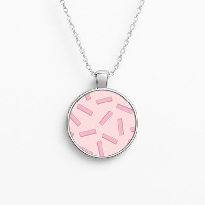 Pink Waffers - Biscuits Patterns Circle Necklace