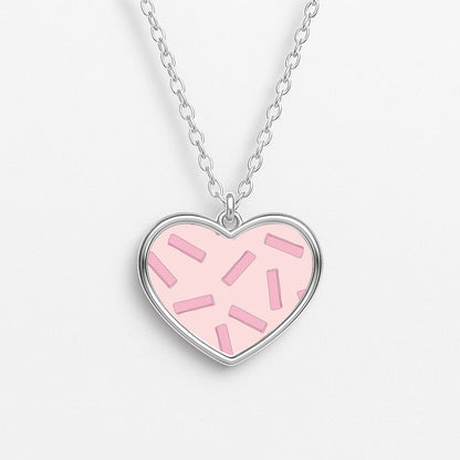 Pink Waffers - Biscuits Patterns Heart Necklace
