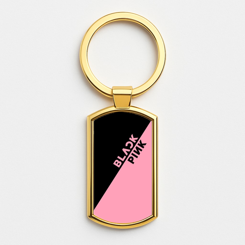 Diagonal Girl K-Pop Band Logo Gold Keyring
