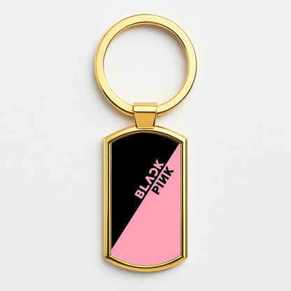 Diagonal Girl K-Pop Band Logo Gold Keyring